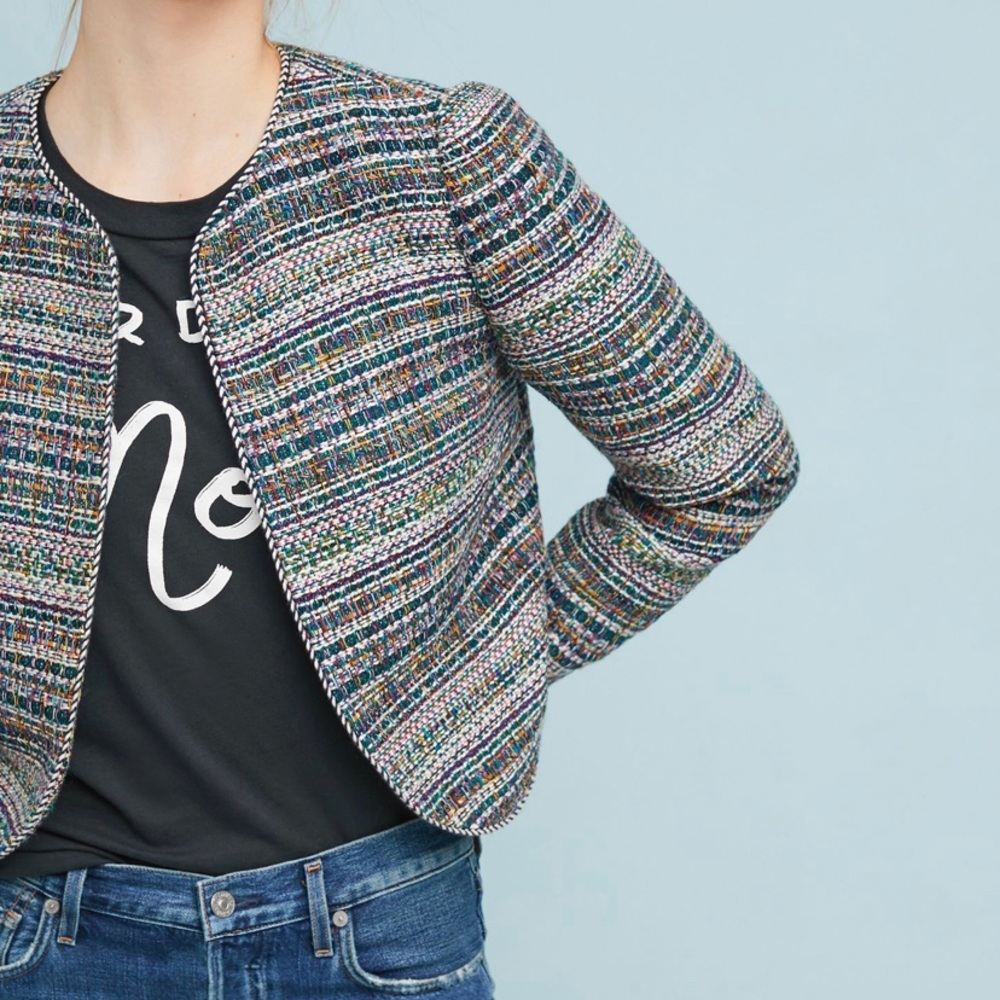 Anthropologie Multicolor Tweed Jacket